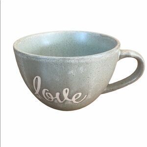 LOVE Rustic Green Ceramic Stoneware Coffee Mug Cup